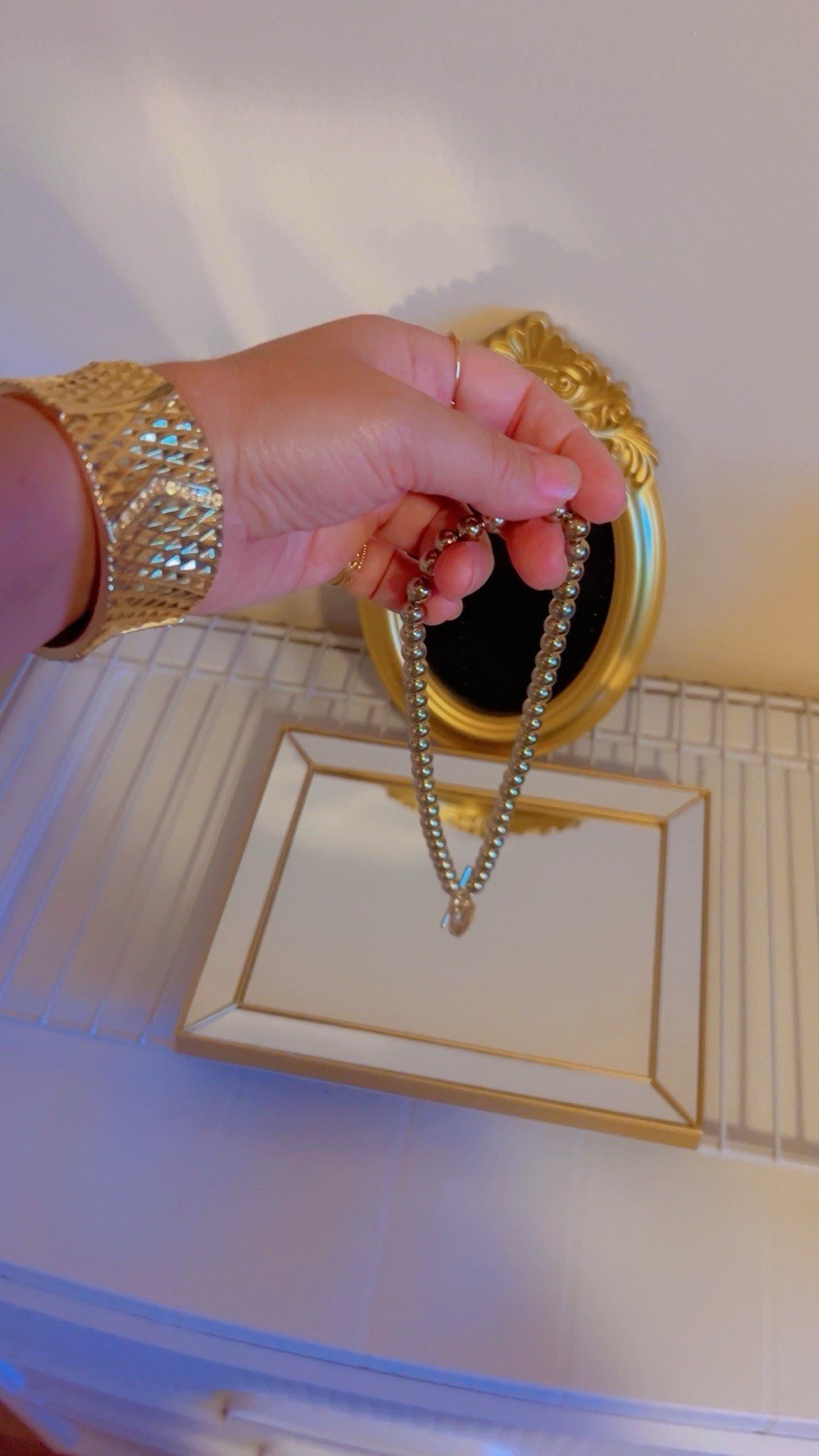 Vintage Lauren Ralph Lauren RL Toggle Ball Bead Necklace Gold Tone