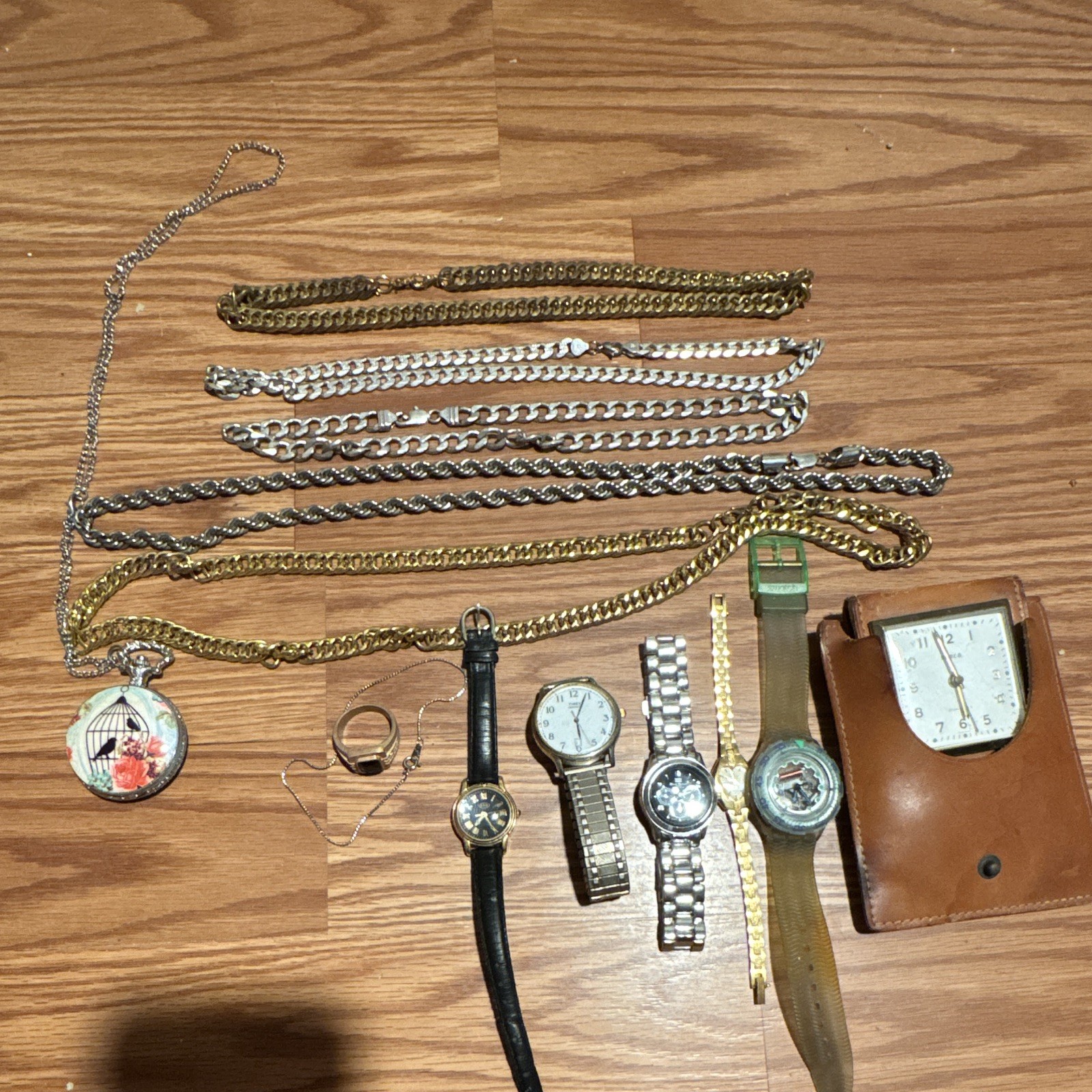 Vintage Costume Jewelry lot and semca watch and lot of watches