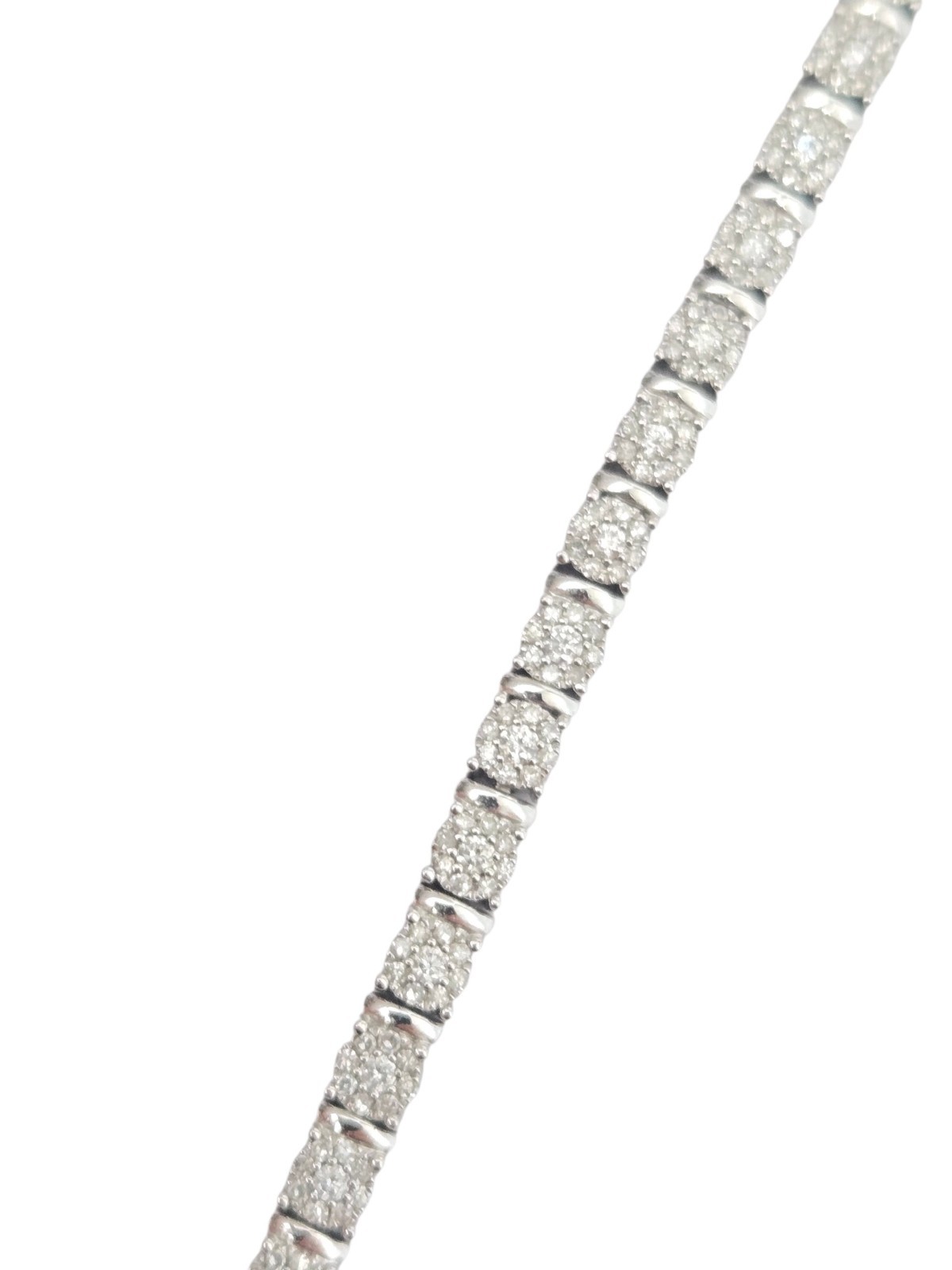 Vintage 10k white gold diamond cluster tennis bracelet 1.35 carat
