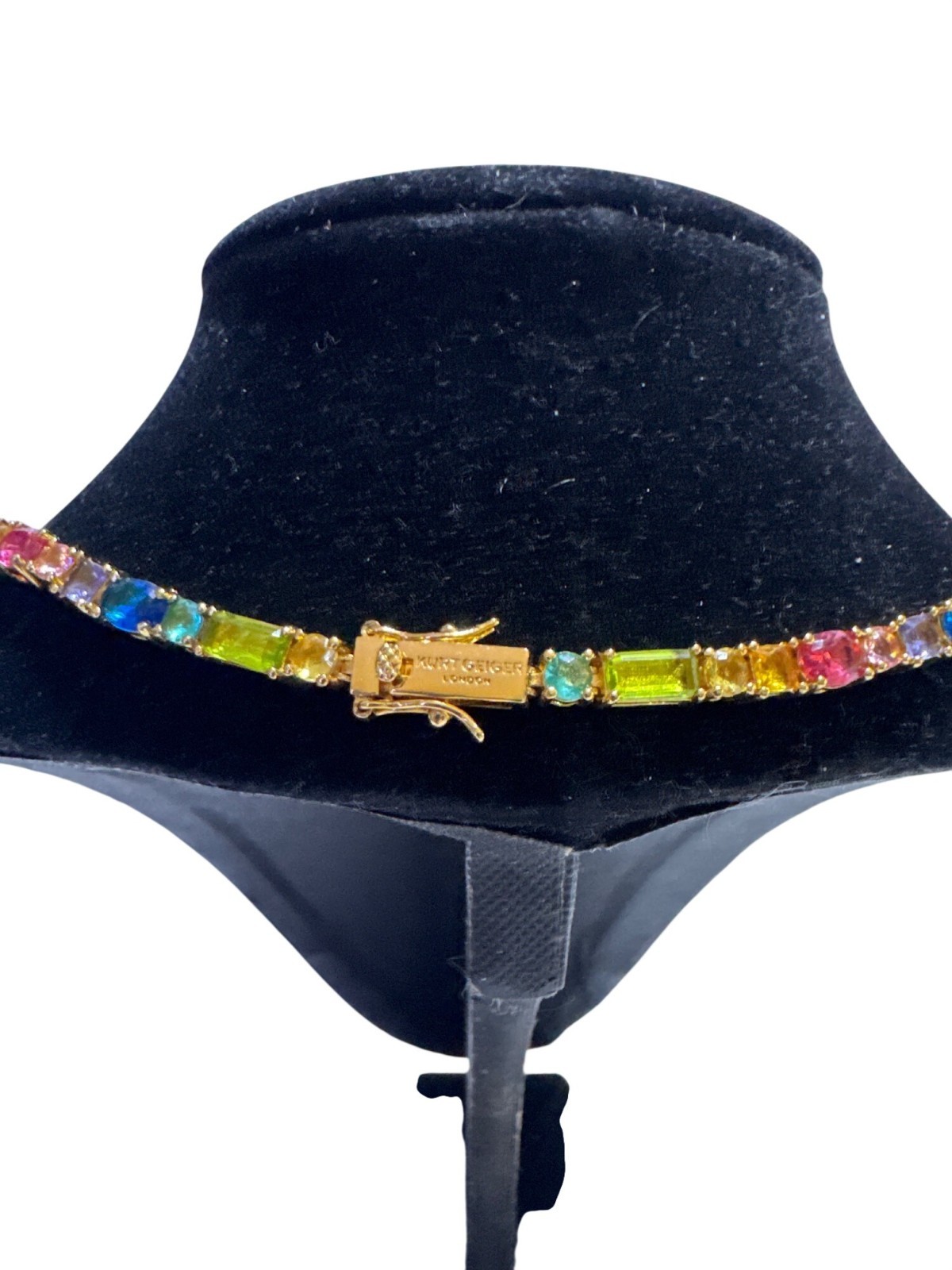 Kurt Geiger Spread The Rainbow Gold-Tone Multicolor Gemstone Necklace Pre-Owned