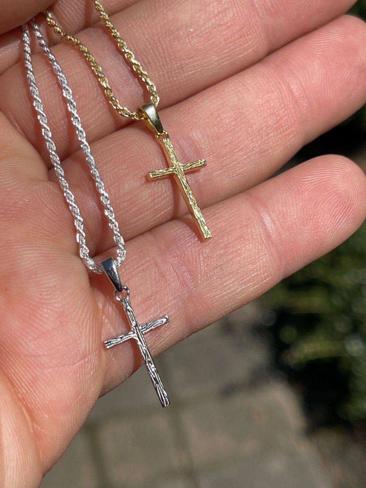 Small 0.75″ Plain Cross Pendant Solid 925 Sterling Silver / 14k Gold Plated