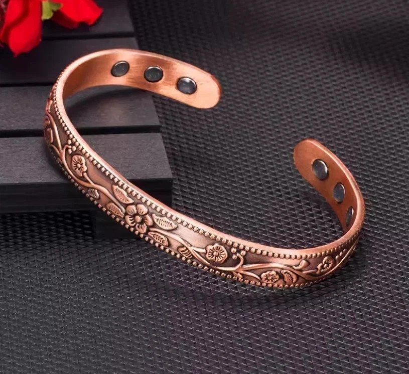Copper Magnetic Bracelet Energy Cuff Adjustable Wristband for Men & Women