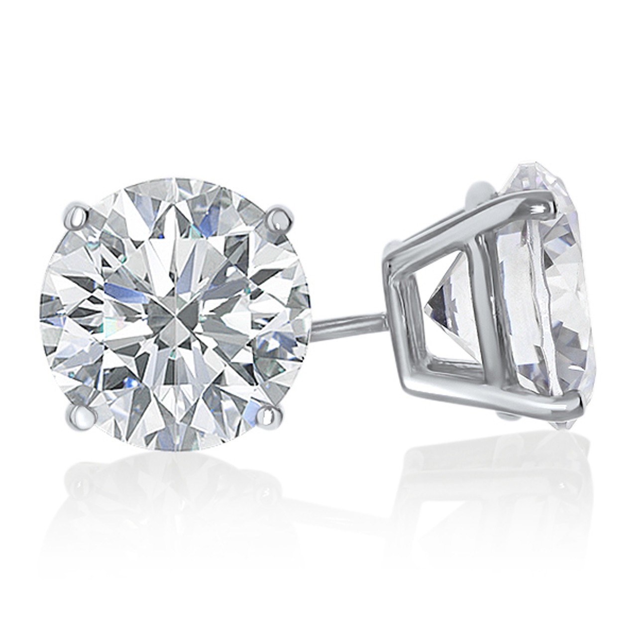 2.75 ct. Exquisite White Sapphire Screw back Stud Earrings – 14k White Gold