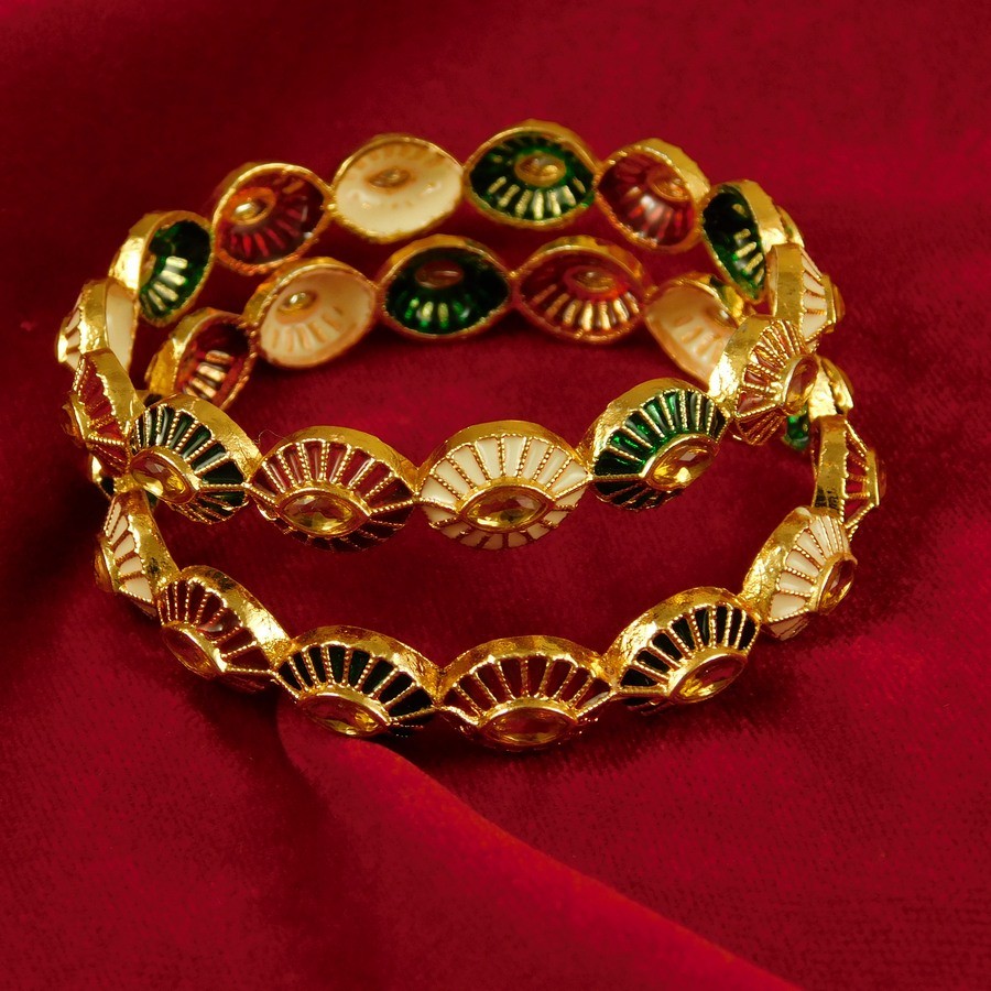 Bollywood Bridal 2 PCs Bangle Bracelet Set Women Traditional Fashion Jewelry