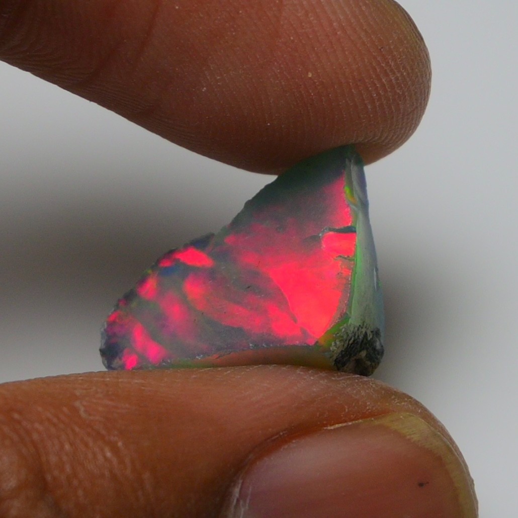5.4 ct Natural Black Opal Rough Ethiopian, Fire Opal Gemstone, 15x12MM Welo Opal