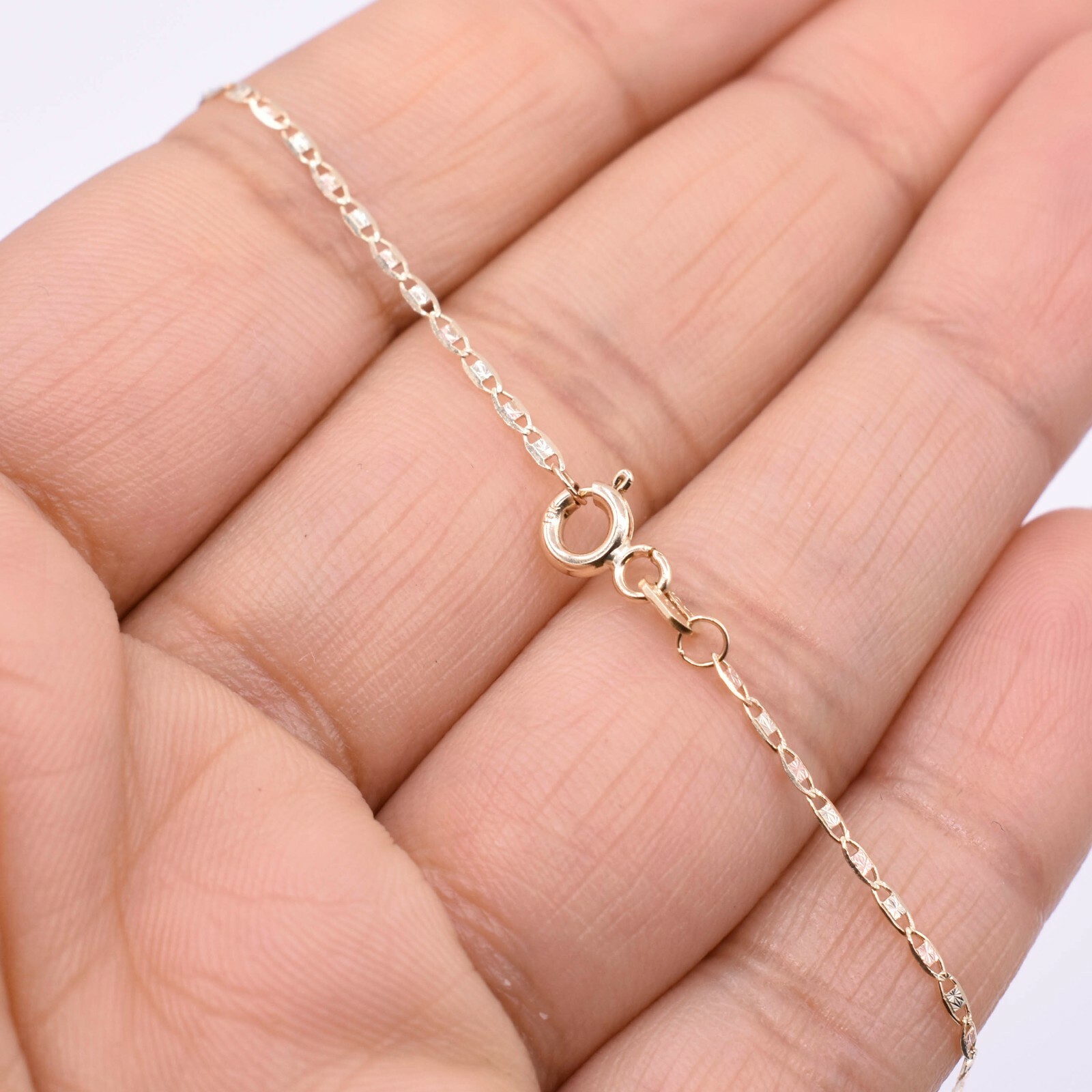 1.3mm Tri-Color Textured Valentino Mariner Anklet Real 10K Tri-Color Gold 10″