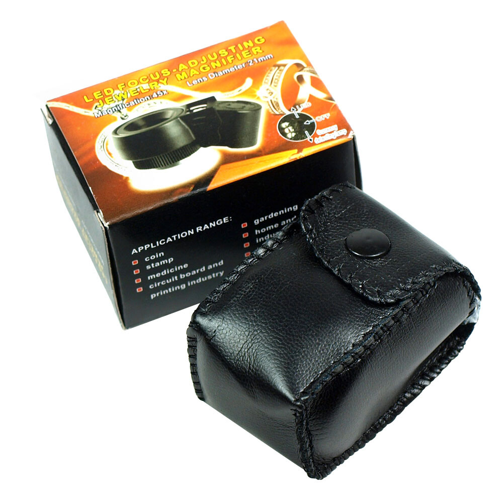 High Quality 10X Optical glass Lighted Magnifier 45X Jewelers Loupe with LED UV