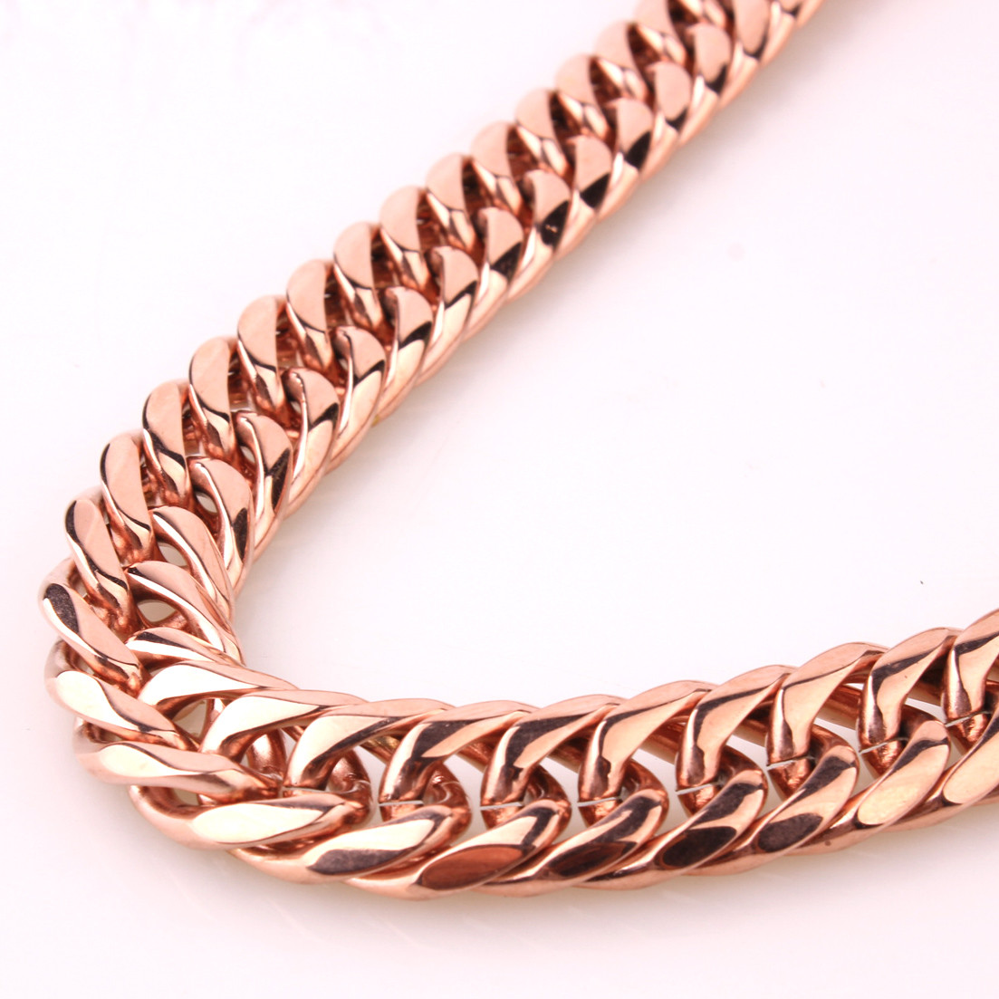 9/11/13/16mm Heavy Stainless Steel Rose Gold Mens Curb Chain Necklace Bracelet