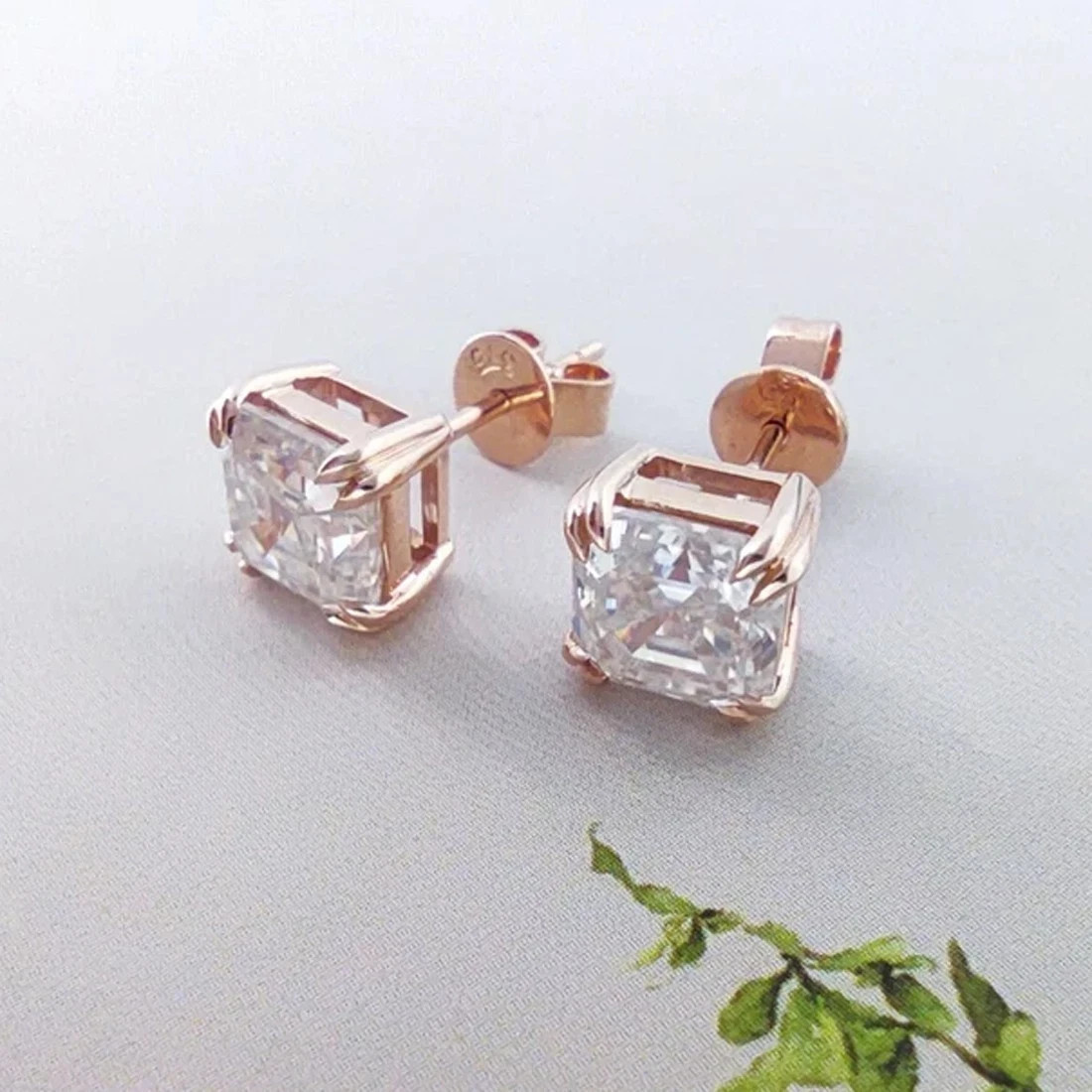 4.26 Ct Certified Treated White Diamond Solitaire Studs 925 Silver Tariff Free