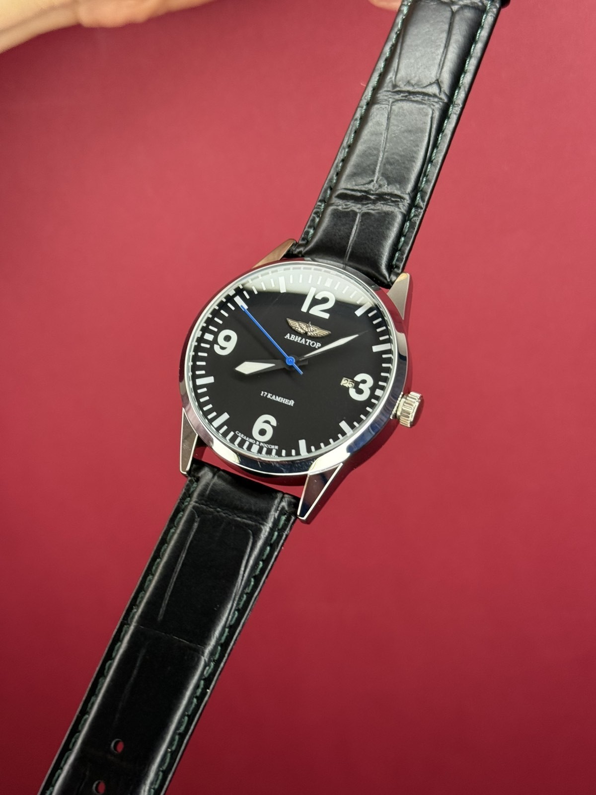Watch Mechanical Raketa Aviator Black Pilot Vintage USSR Wrist Soviet Men’s Date
