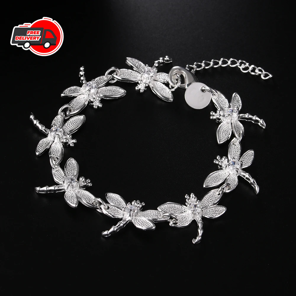925 Sterling Silver Charm Glossy Bead Bangle Women’s Fashion Bracelet Jewelry