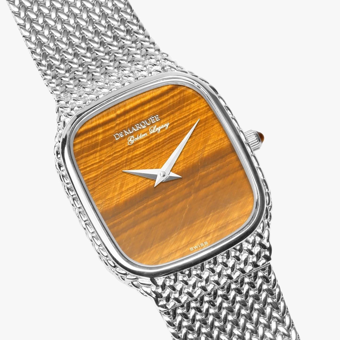 De Marquée Golden Horizon Tiger Eye Dial Sterling Silver Swiss Quartz Limited 75