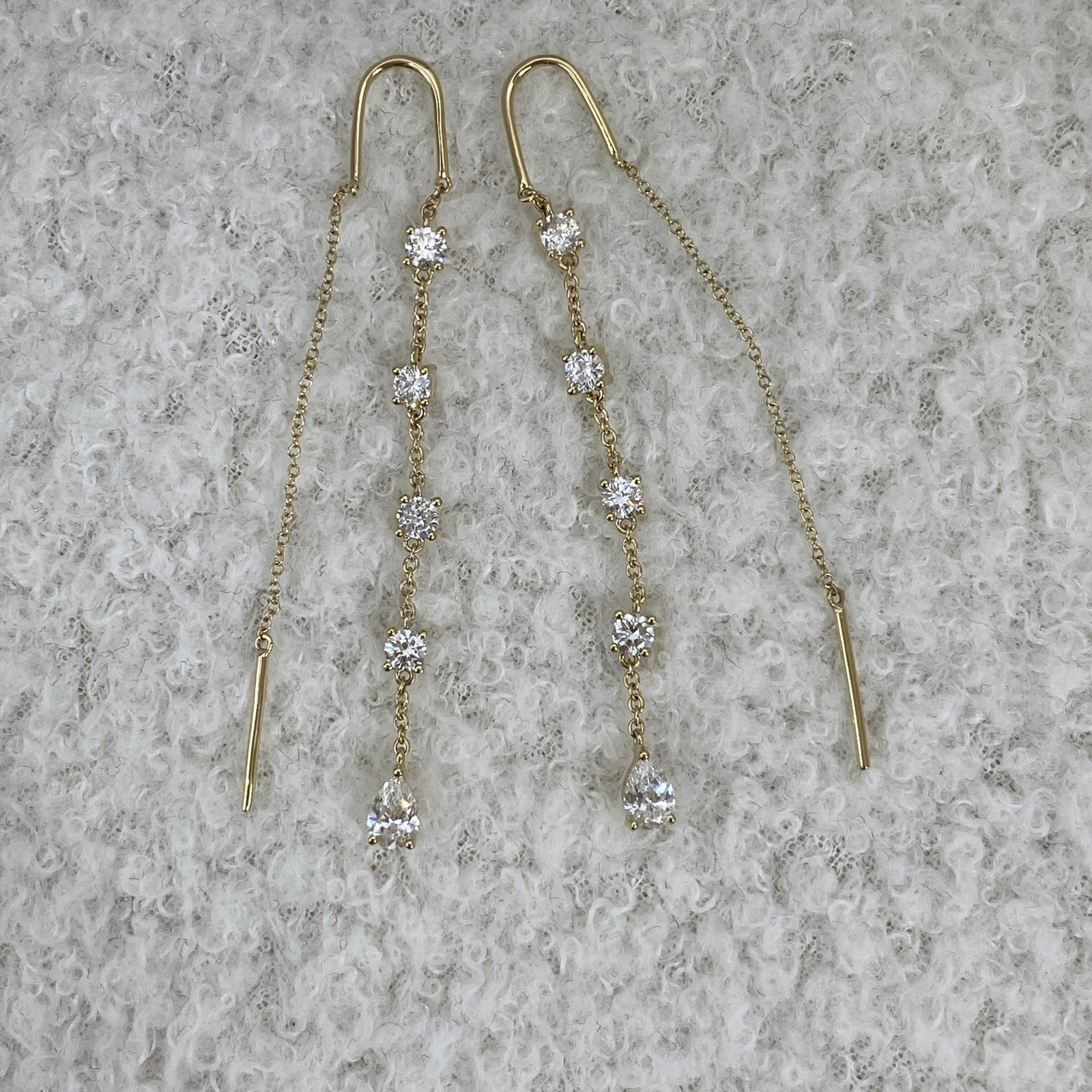 1.3ct TCW Drop Thread Earrings Yellow Gold 14K Lab-Grown Diamonds F/VS1 GGL