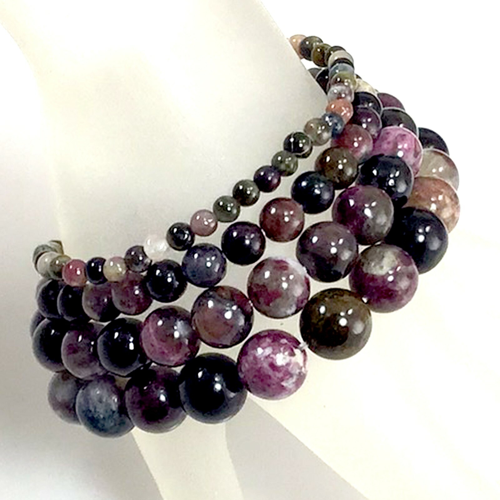 Handmade Natural Tourmaline Stretch Bracelet Round Bead 4 6 8 10 12Gemstone 7.5″