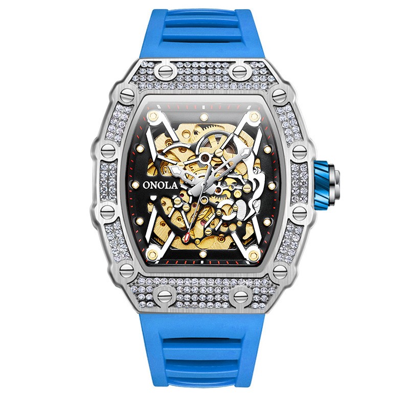 ONOLA Men Automatic Self-Wind Watch Mechanical Diamond Jeweled Waterproof Relogi