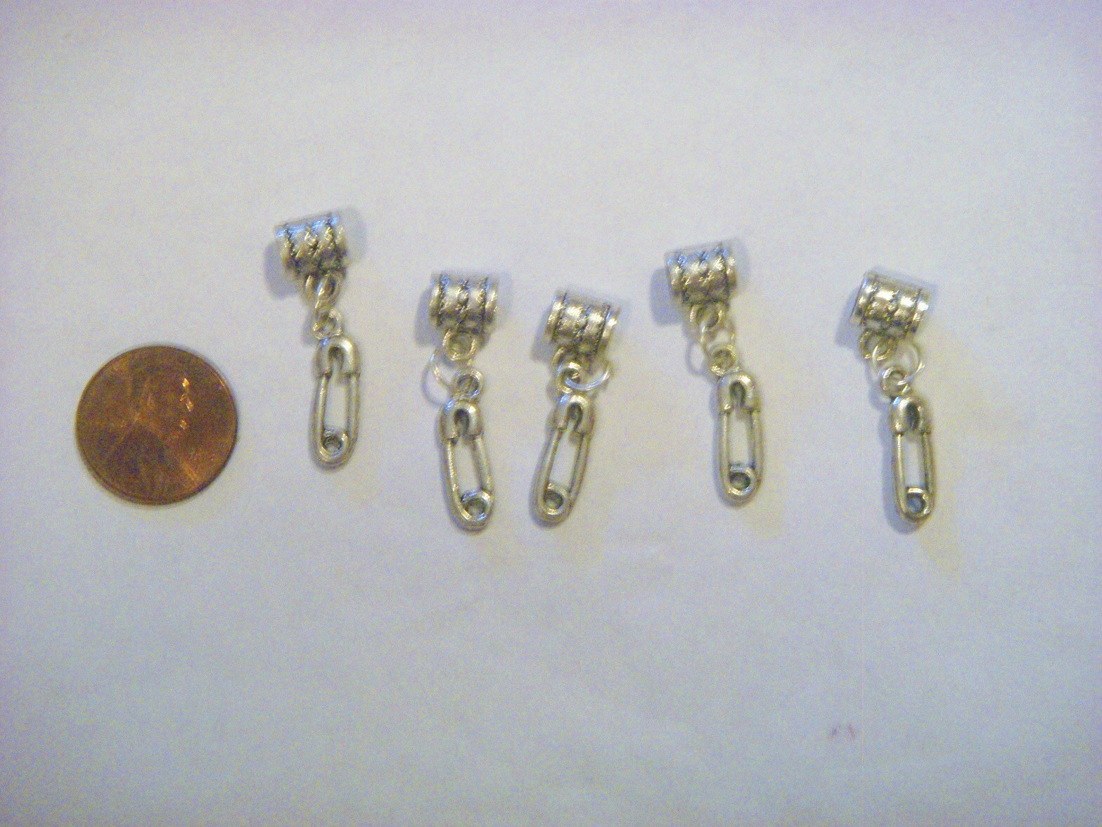 SAFETY PIN – TIBETAN SLIVER SINGLE CHARM DANGLE FOR BRACELETS OR PENDANTS