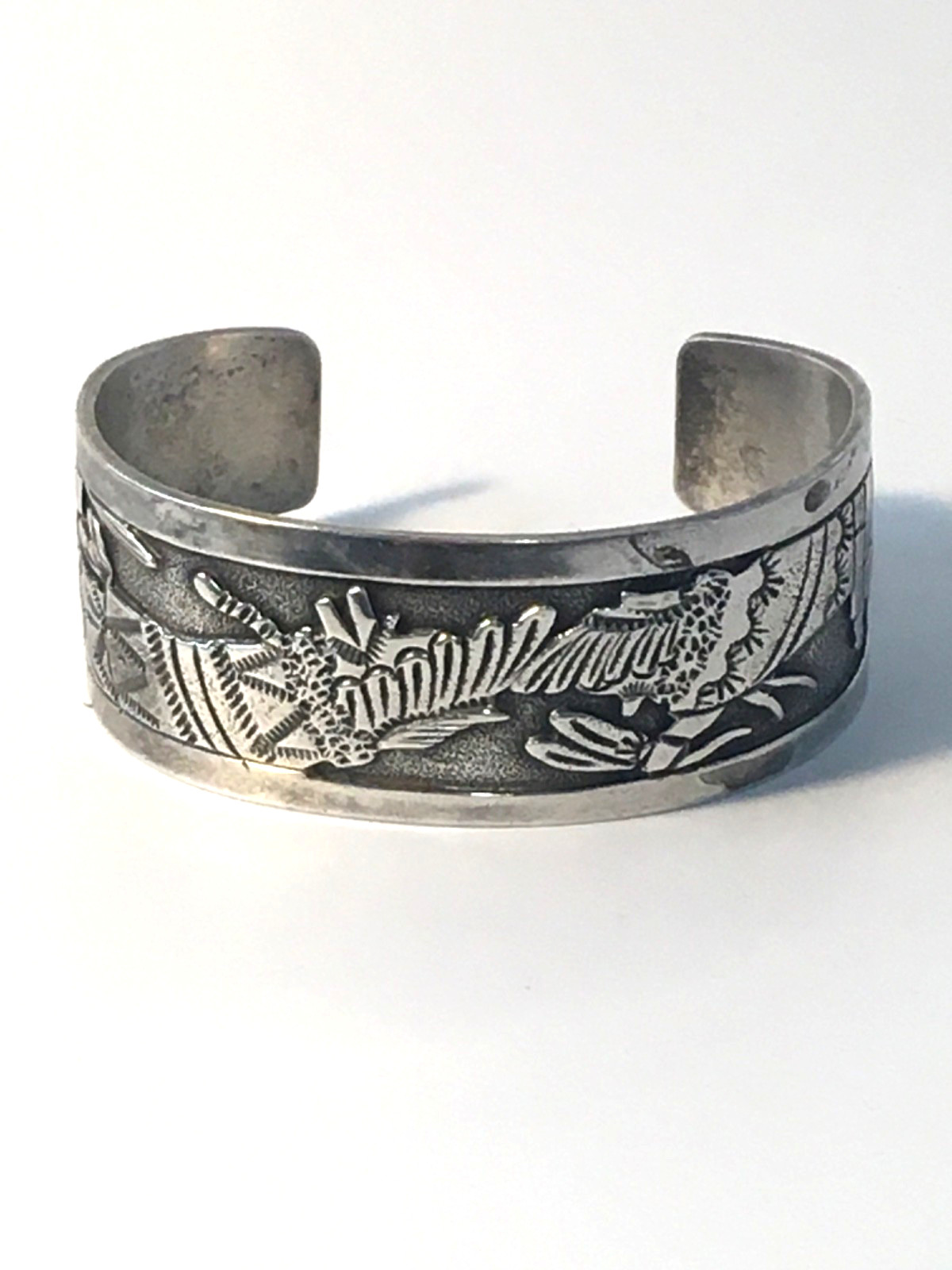 Storyteller Navajo Cuff Stamped BCT (Lloyd Becenti) .925 Silver