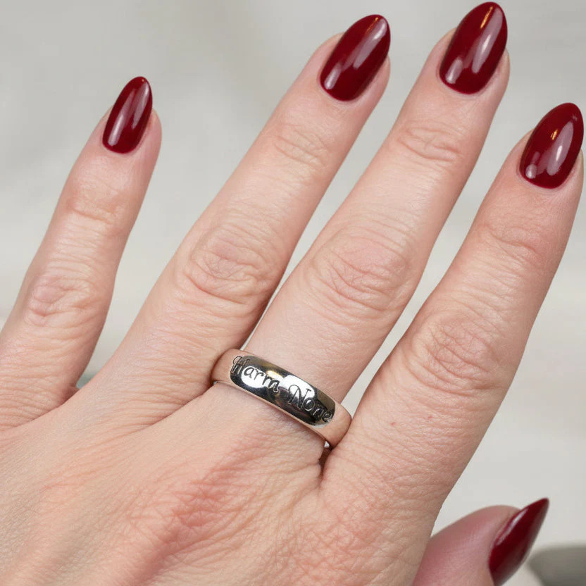 Harm None Wiccan Ring Amulet Witch Pagan Unisex Ladies Band Sterling Silver 925