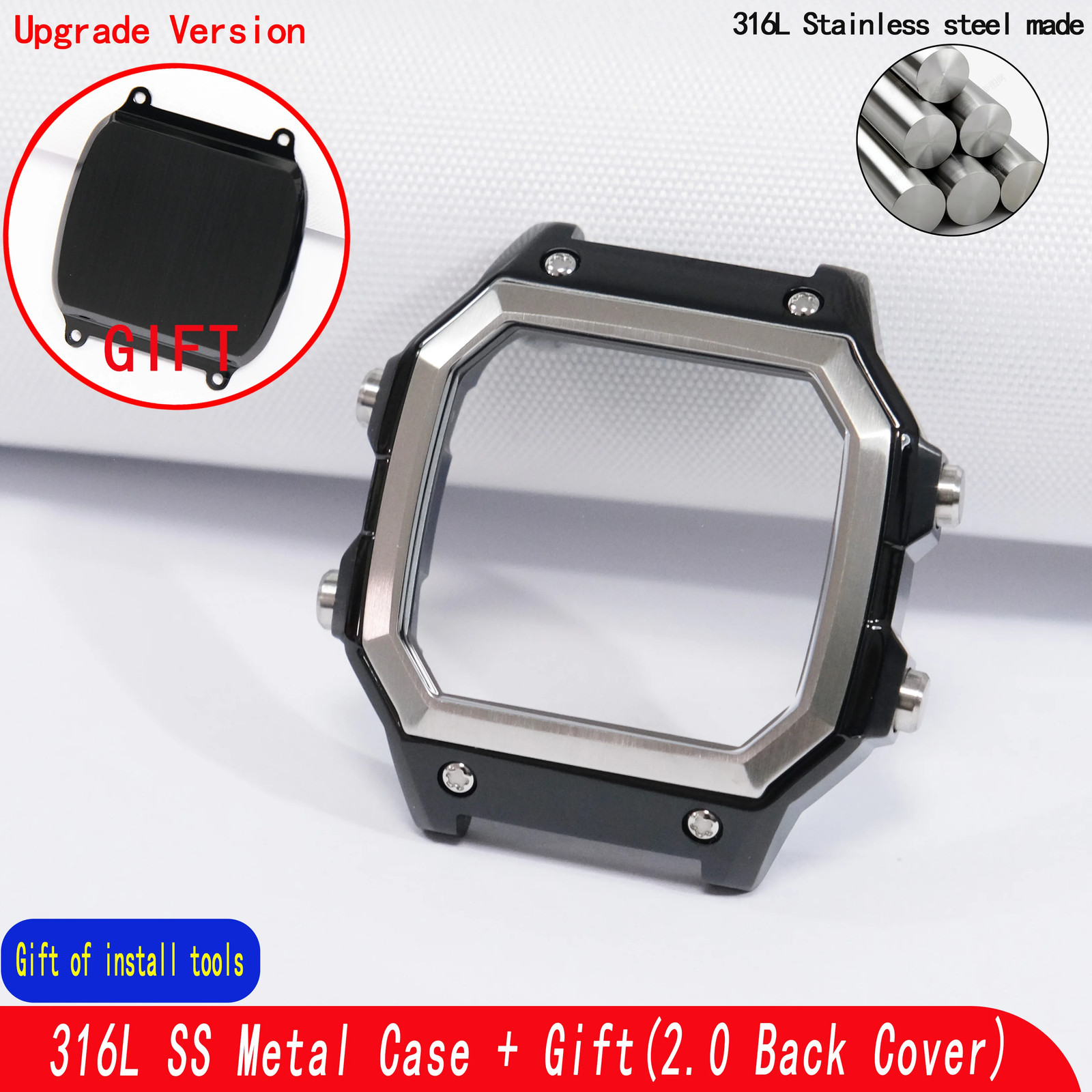 Replacement Watch Case for AE1200 AE1300 316L Steel Mod Kit Compatible with 3299