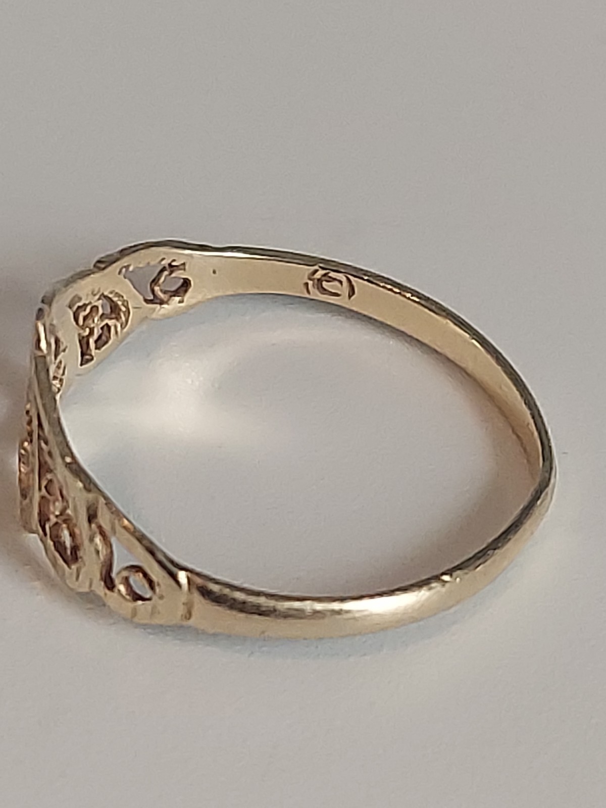 14K Gold Heart Filigree Ring Size 2.5 Pinky Tiny Ring 0.55g Tested