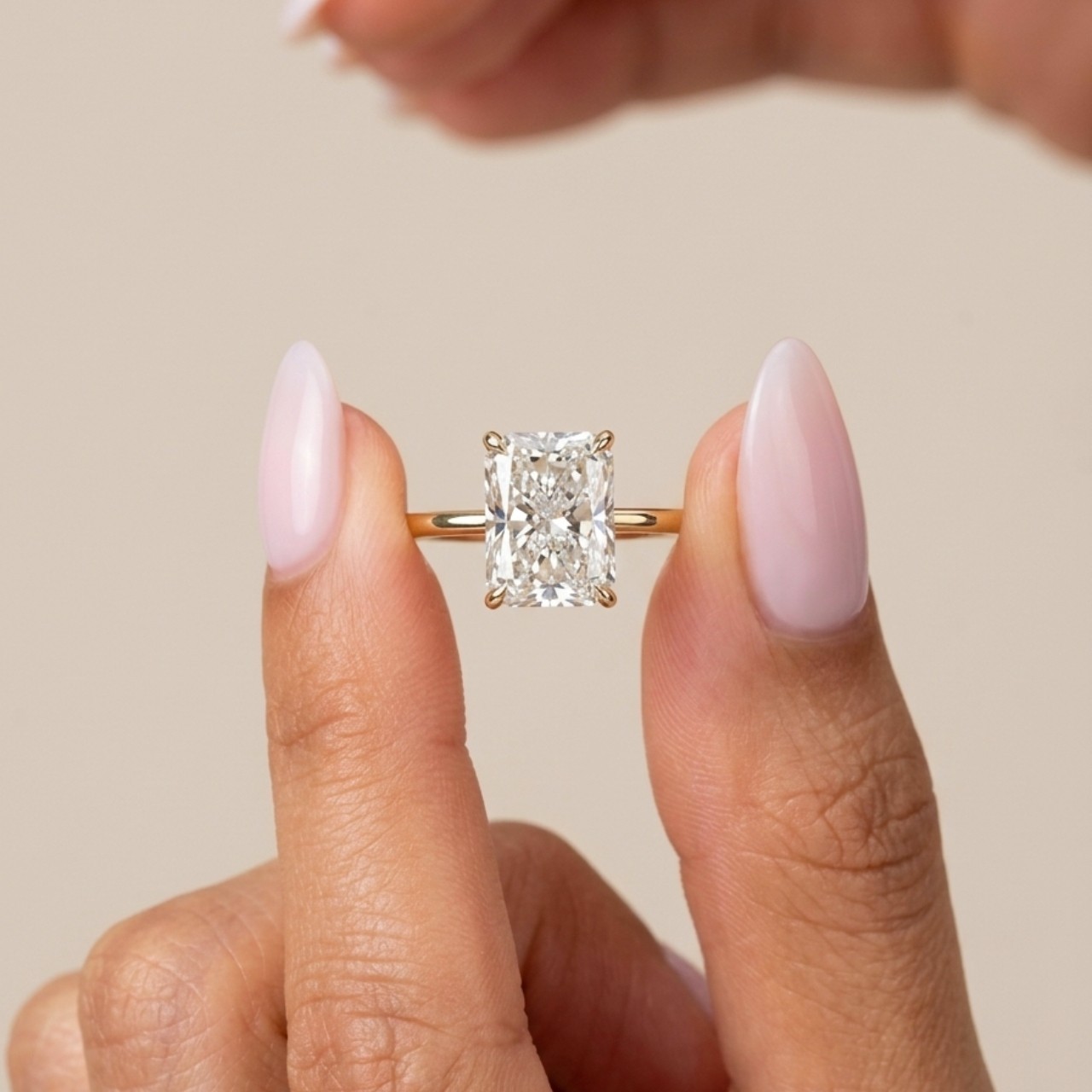 4 CT Radiant Cut Moissanite Engagement Ring Solitaire 14K Yellow Gold VVS1
