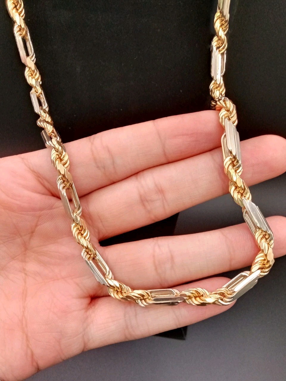 14k Solid Gold Figaro Rope Chain 24 Inches 5.8mm