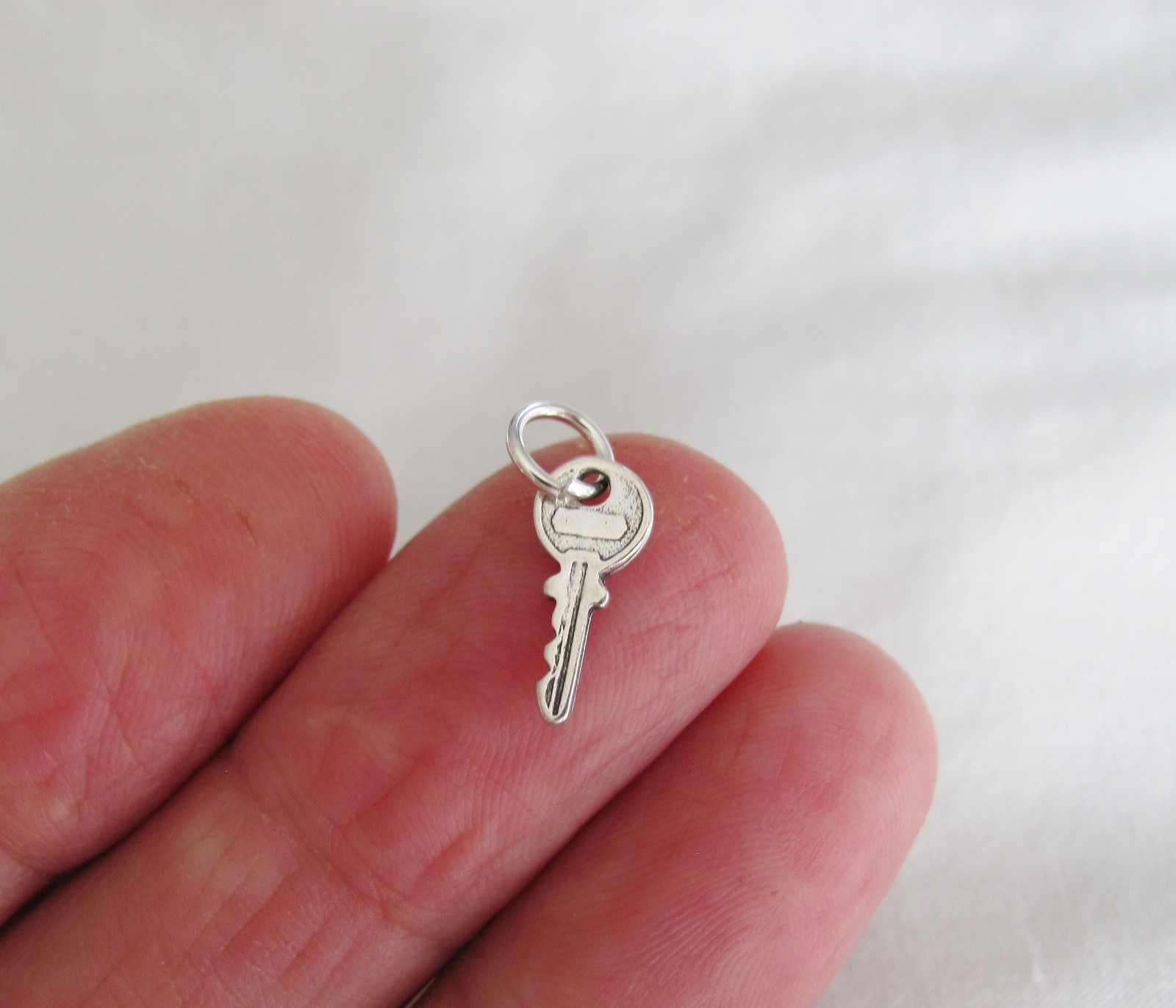 Very small Sterling Silver Key mini tiny charm.