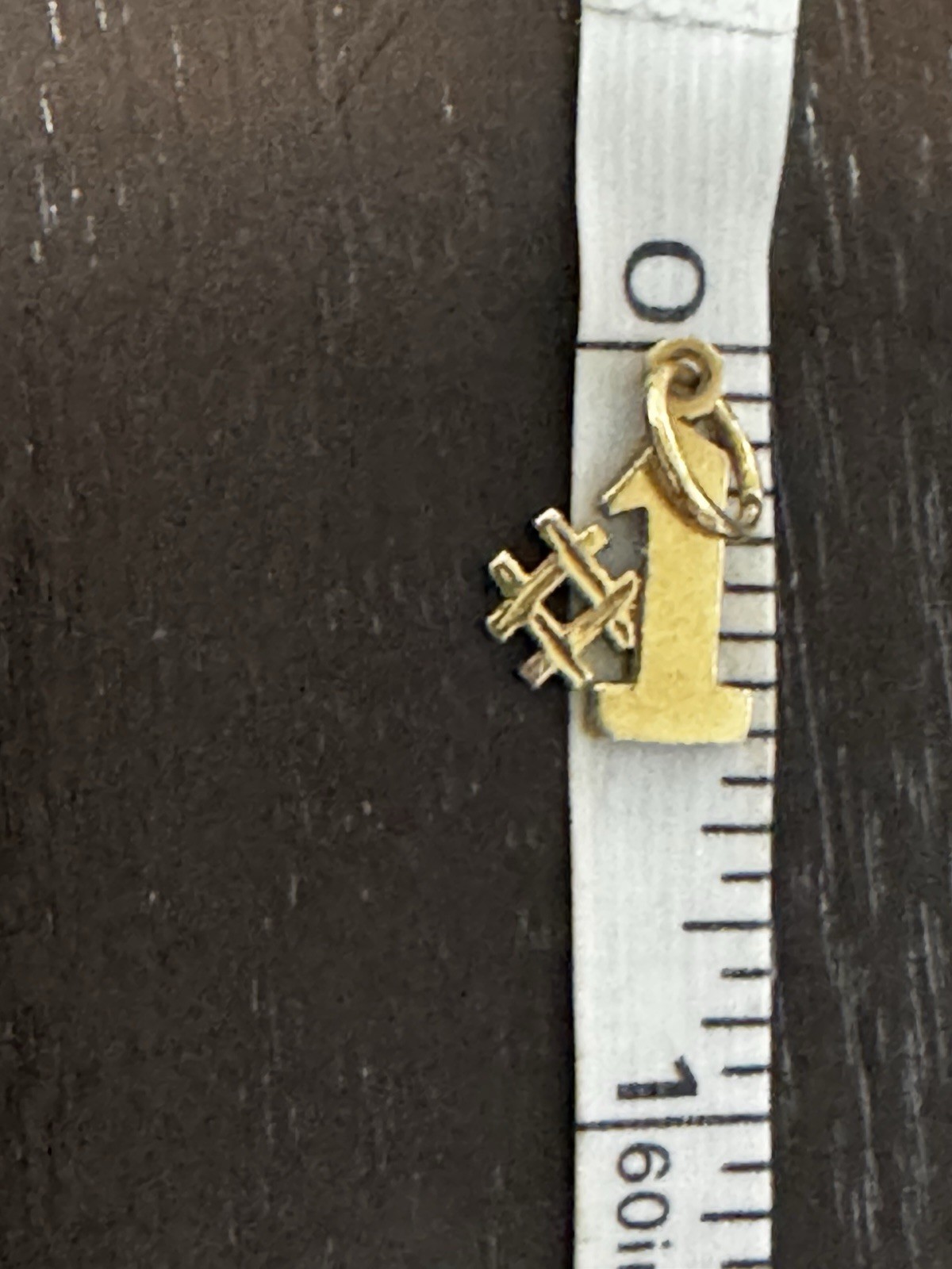 Vintage Solid 10K Yellow Gold #1 Number One Charm Pendant Dainty 0.7g Minimalist
