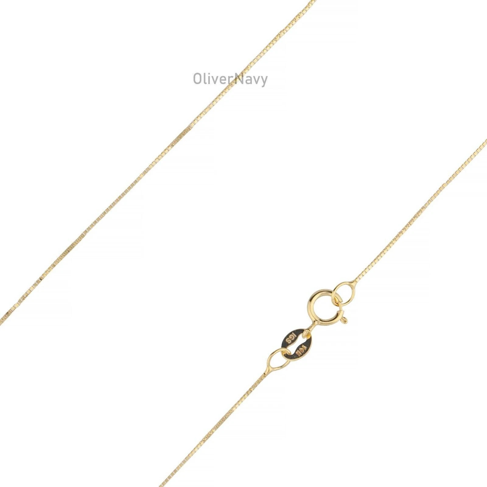 10K Solid Yellow Gold Box Chain Women 16” 18” 20” 22” 24′ 30” Italy