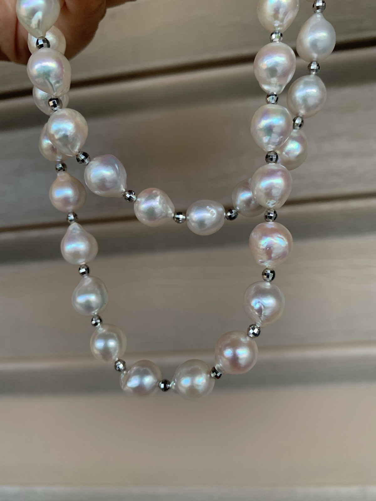 NEW 24” south sea saltwater Pearl beaded necklace 9mm baroque