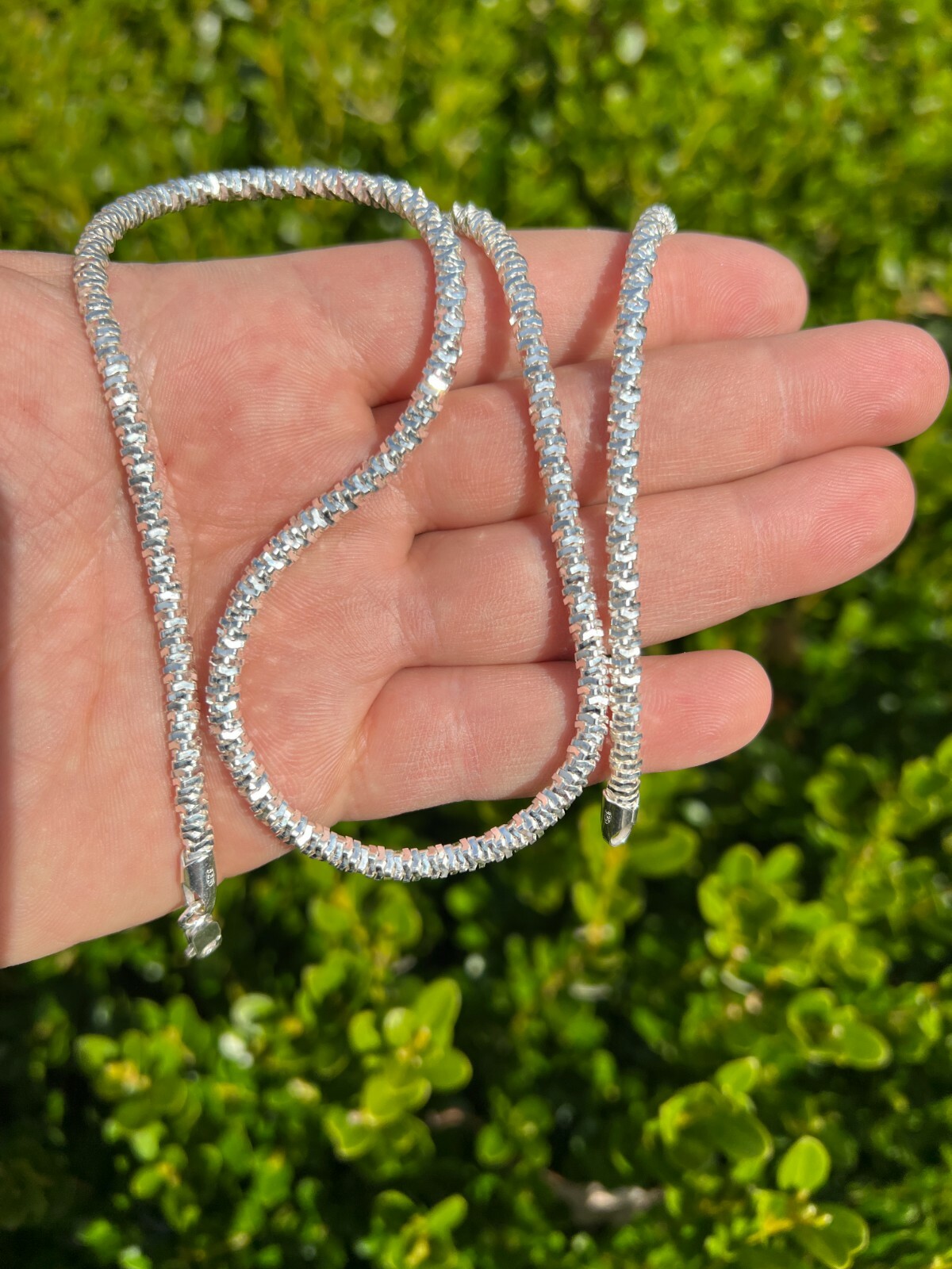 Real 925 Sterling Silver Diamond Cut Sparkle Ice Rope Chain Necklace 4mm 16-30″