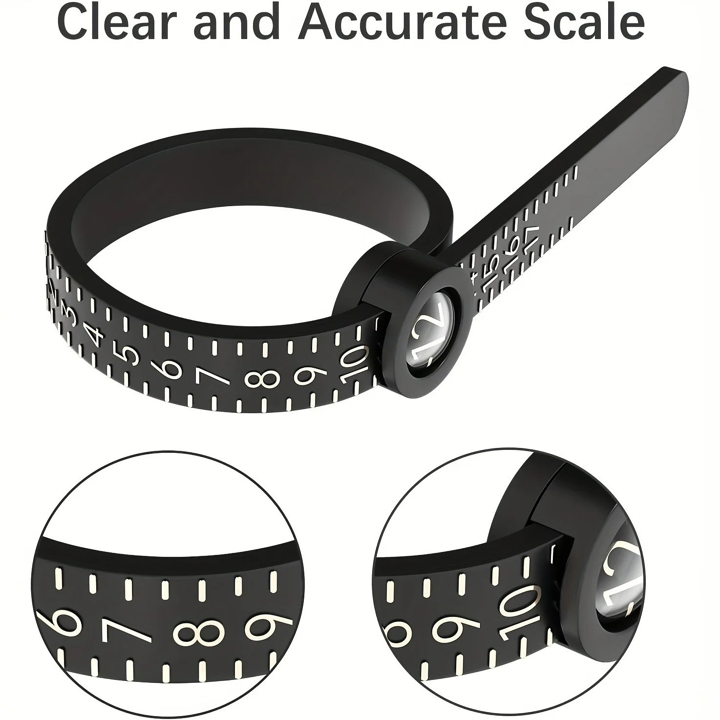 Ring Sizer with Magnifier – US/UK/EU/HK Jewelry Measuring Ruler for Finger