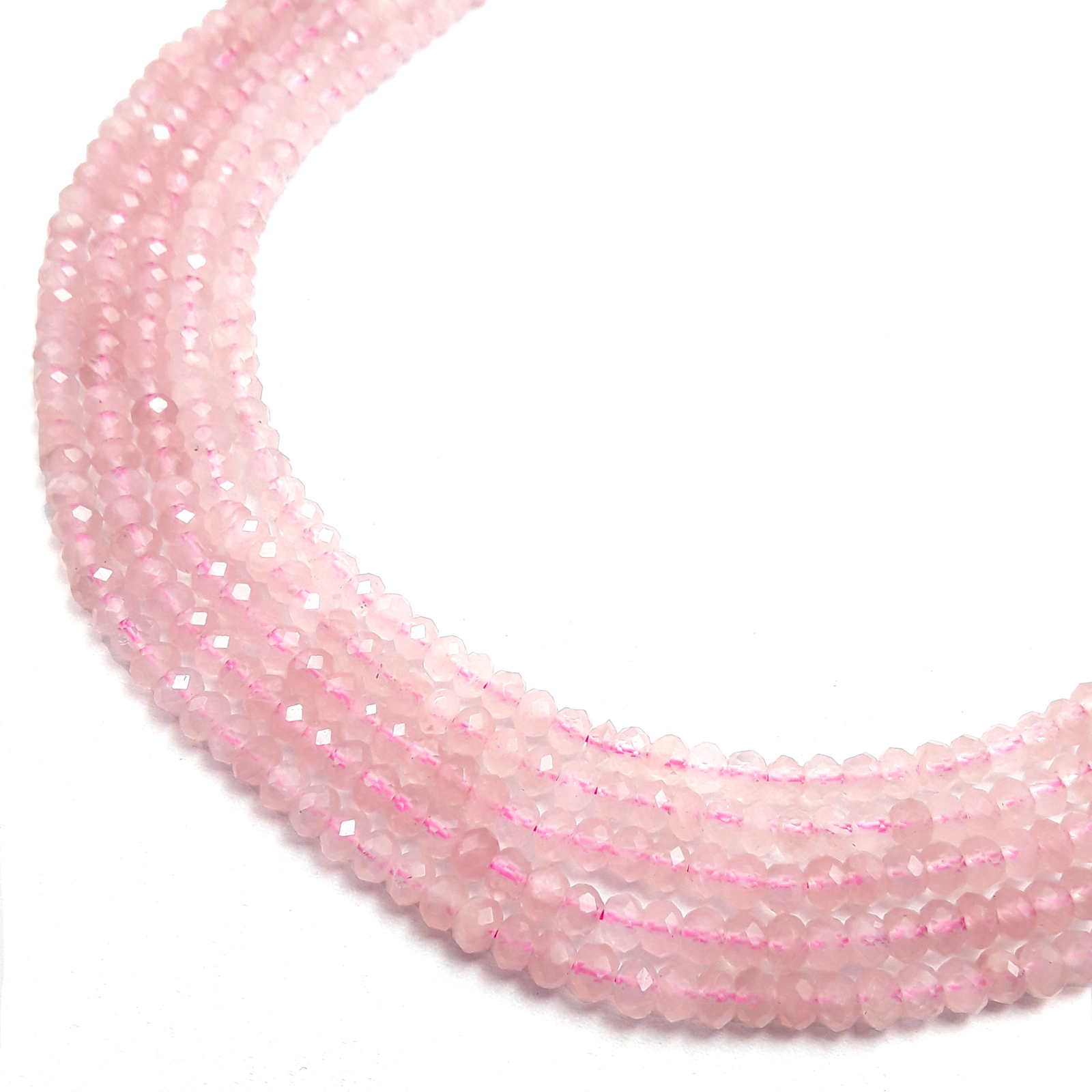 Rose Quartz Faceted Rondelle Beads 3x5mm 15.5″ Strand