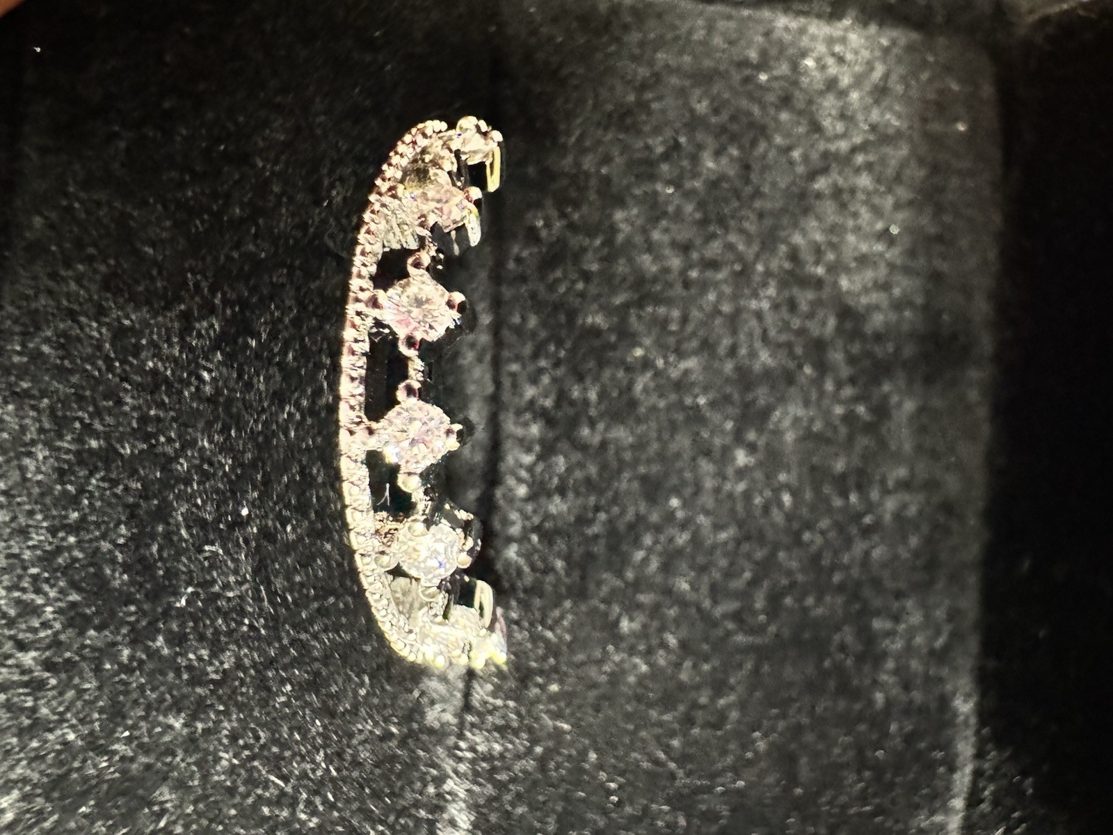 Silvertone Moissanite Happy Eternity Ring. Adjustable.