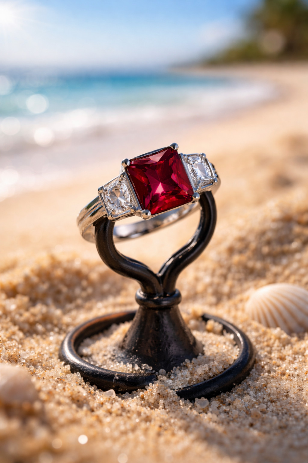 IGL Certified 4.06 Ct Natural Ruby & Diamond Wedding Gift Ring 14K White Gold 7