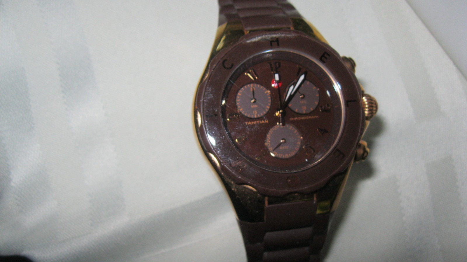 MICHELE TAHITIAN JELLY BEAN WATCH BROWN
