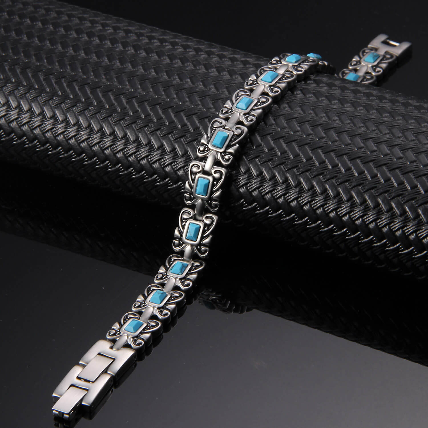 Turquoise Copper Magnetic Bracelet Men Balance Energy Power Arthritis Pain Joy