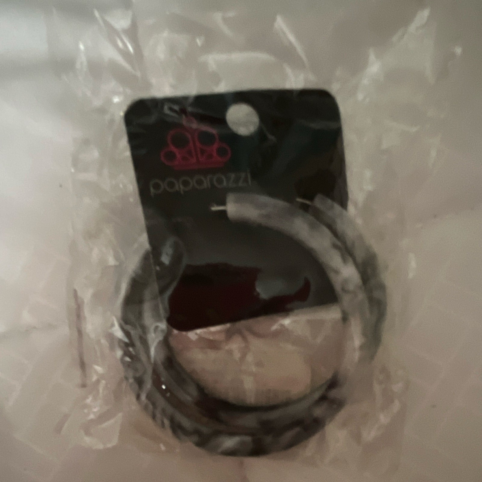 Paparazzi Gray Marbled Round Hoop Earrings Butterfly Closure Plastic No Stone