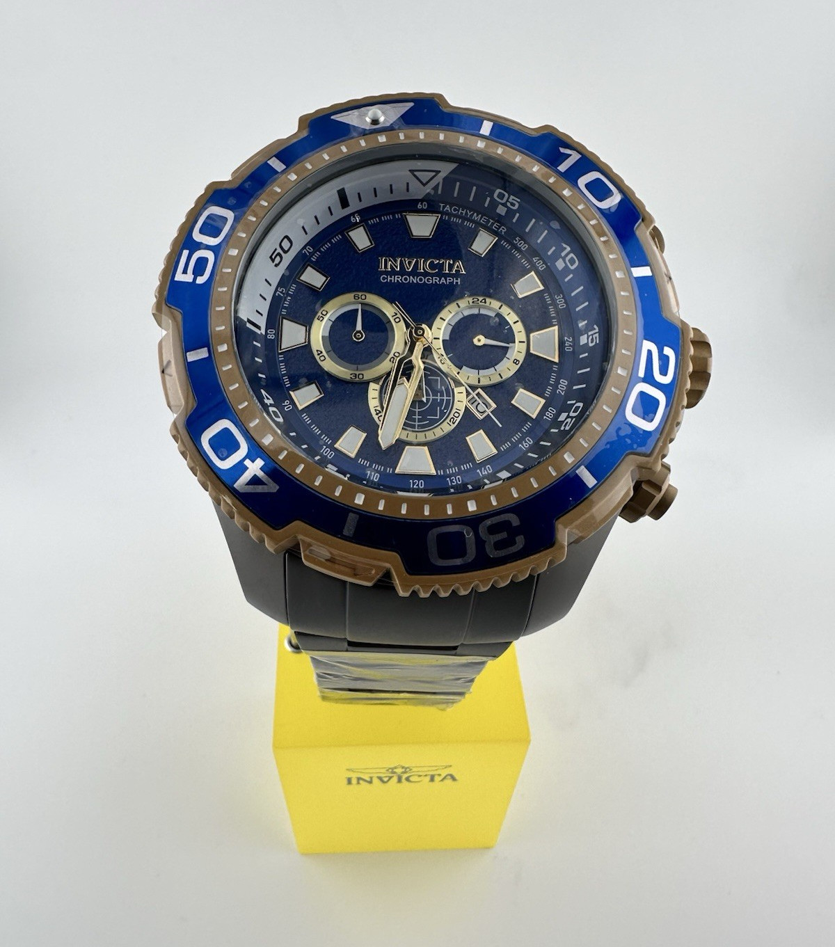 Invicta TI-22 Men’s Quartz Chronograph 100m 47mm Blue Dial Ti Black Silicone