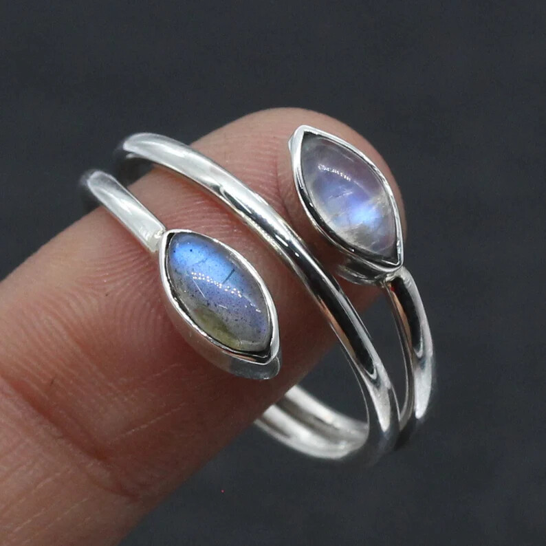 Moonstone 925 Sterling Silver Band &Statement Ring Handmade Ring All size-b-29