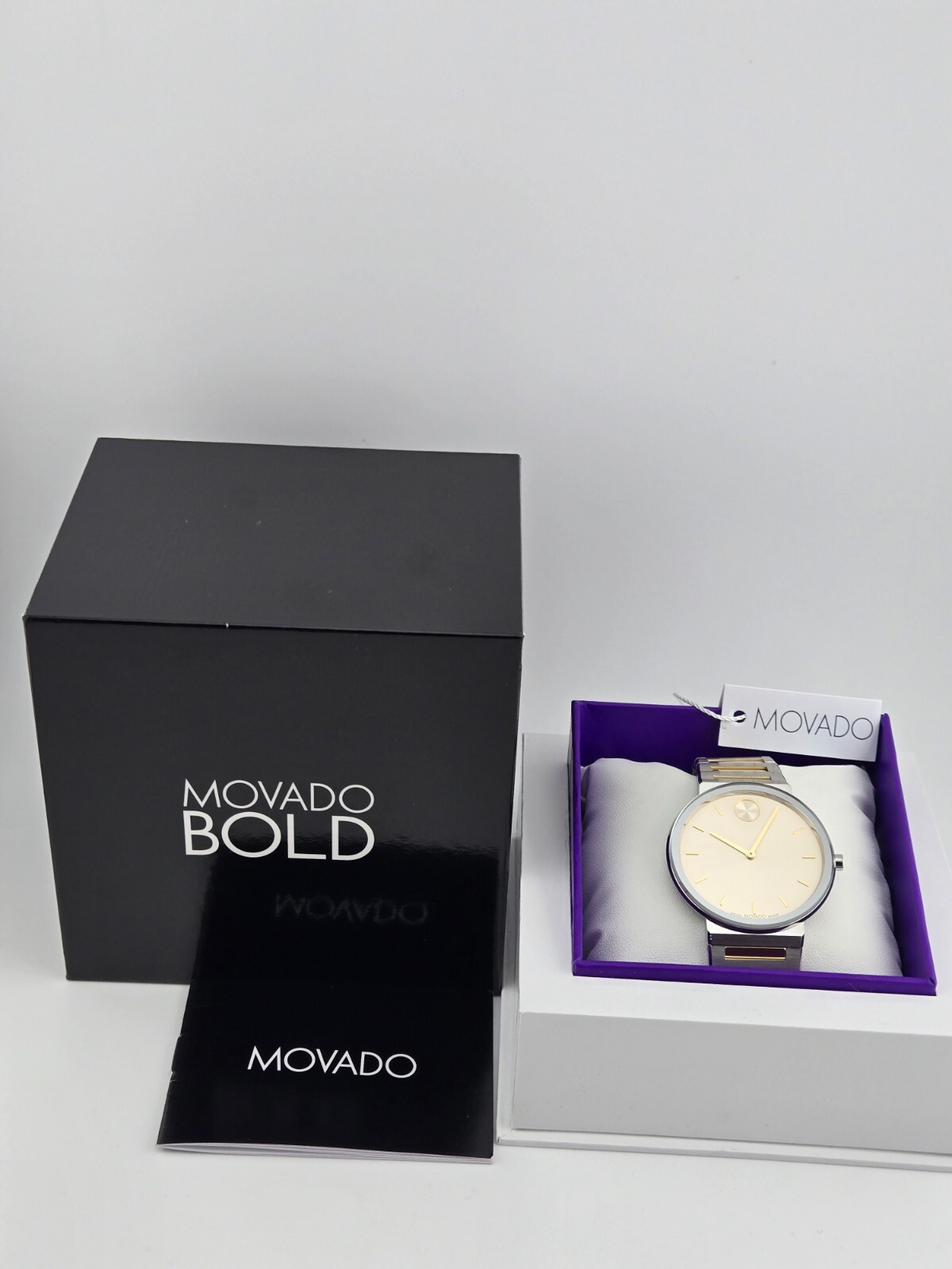 $795 MSRP | Movado Bold Horizon Taupe Dial Two Tone Men’s Watch – 3601075