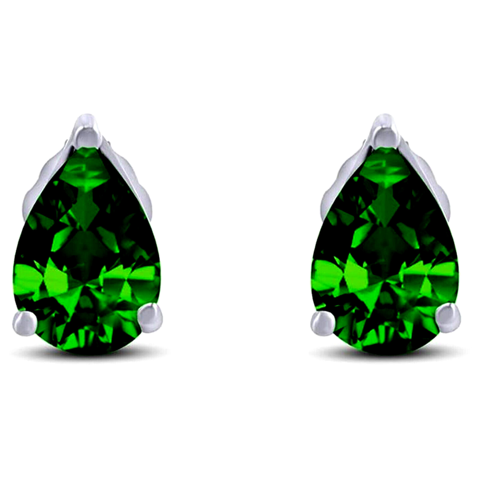 1.25 ct. Emerald Pear Shape Basket Stud Earrings Solid Sterling Silver