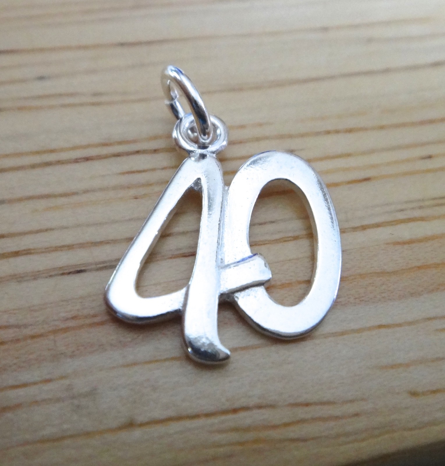 Sterling Silver 16x14mm Whimsical Number 40 40th Birthday Anniversary Charm