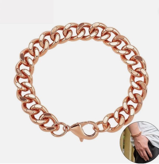 100% Pure Solid Copper Bracelet Arthritis Cuban Chain Curb Link Rider Bracelet