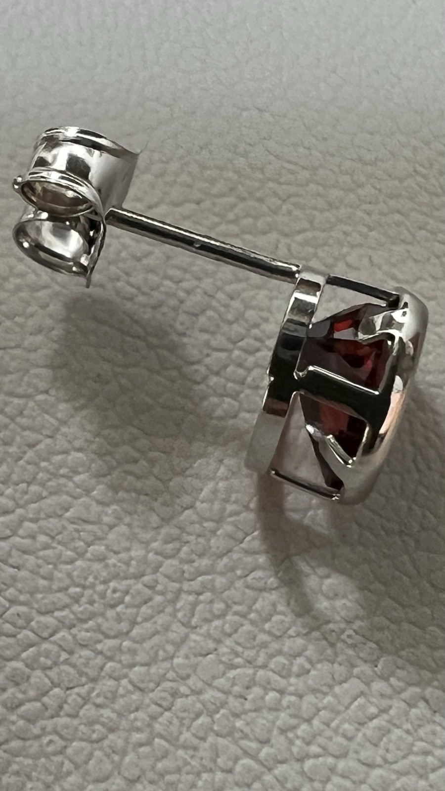 Heart-Shaped Garnet Bezel Stud Earrings, 925 Sterling Silver Butterfly Back