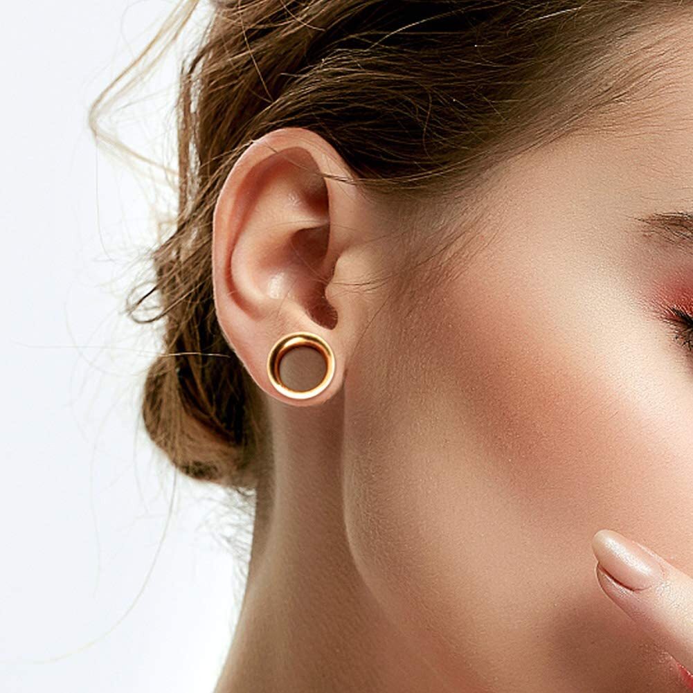 2PCS Screw Ear Tunnels Stainless Steel Ear Gauges Double Flare Ear Plugs 2G-3/4″