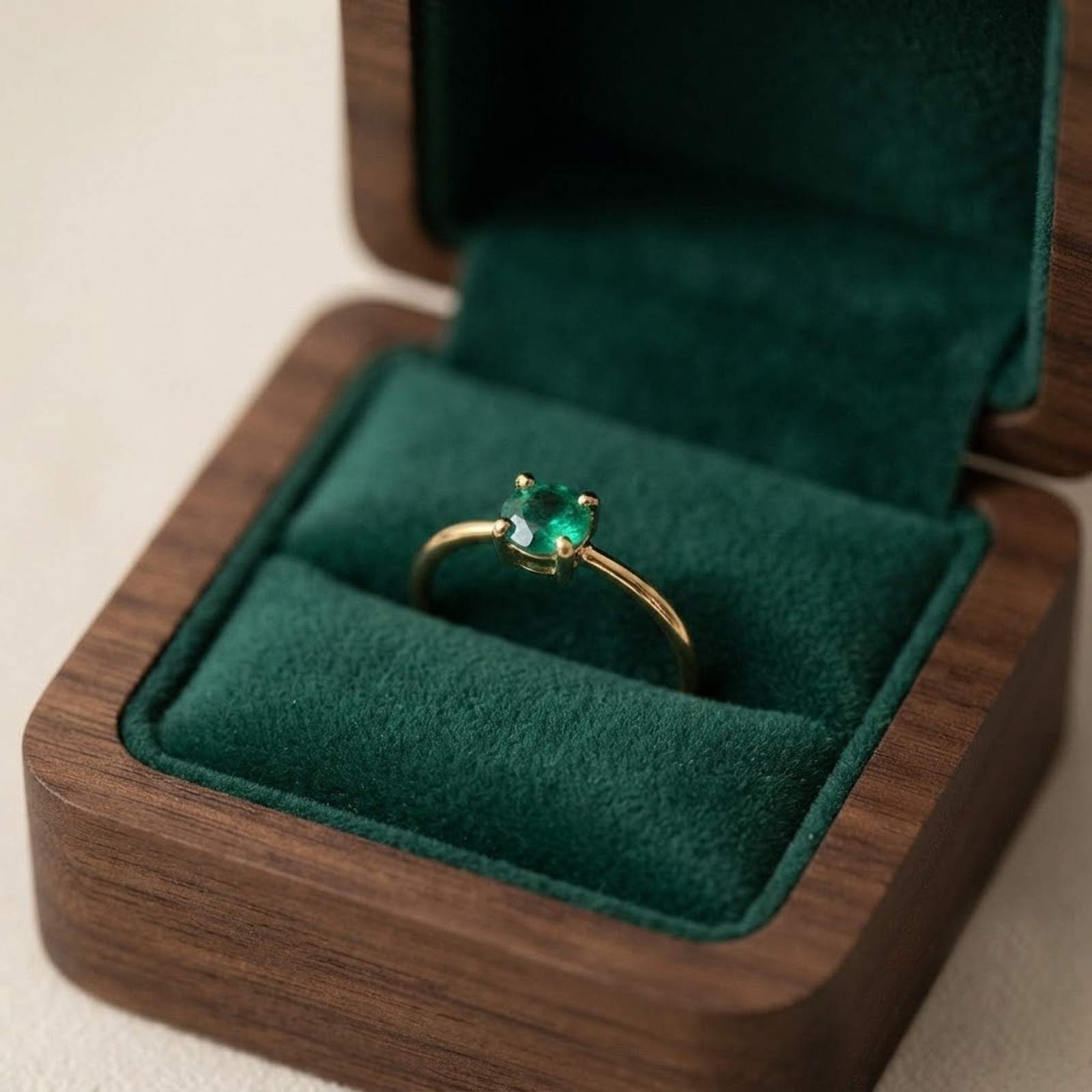 Natural Emerald 9k Solid Gold Floral Ring in All Sizes Dainty Handmade Jewelry