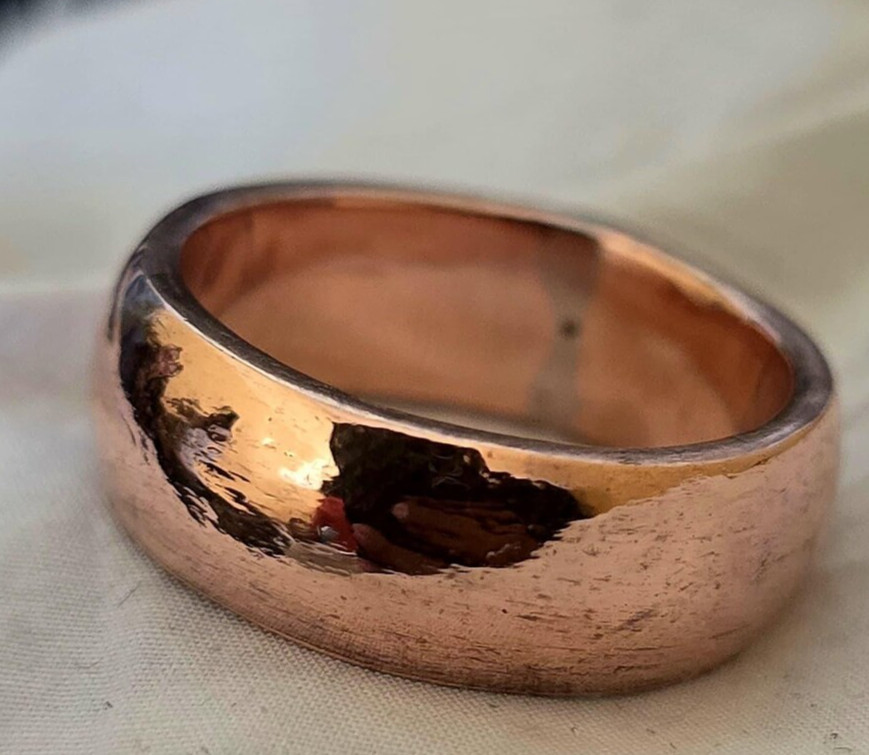 Solid Pure Copper Minimalist Healing Ring, Handmade, Unisex, Oxidized Band