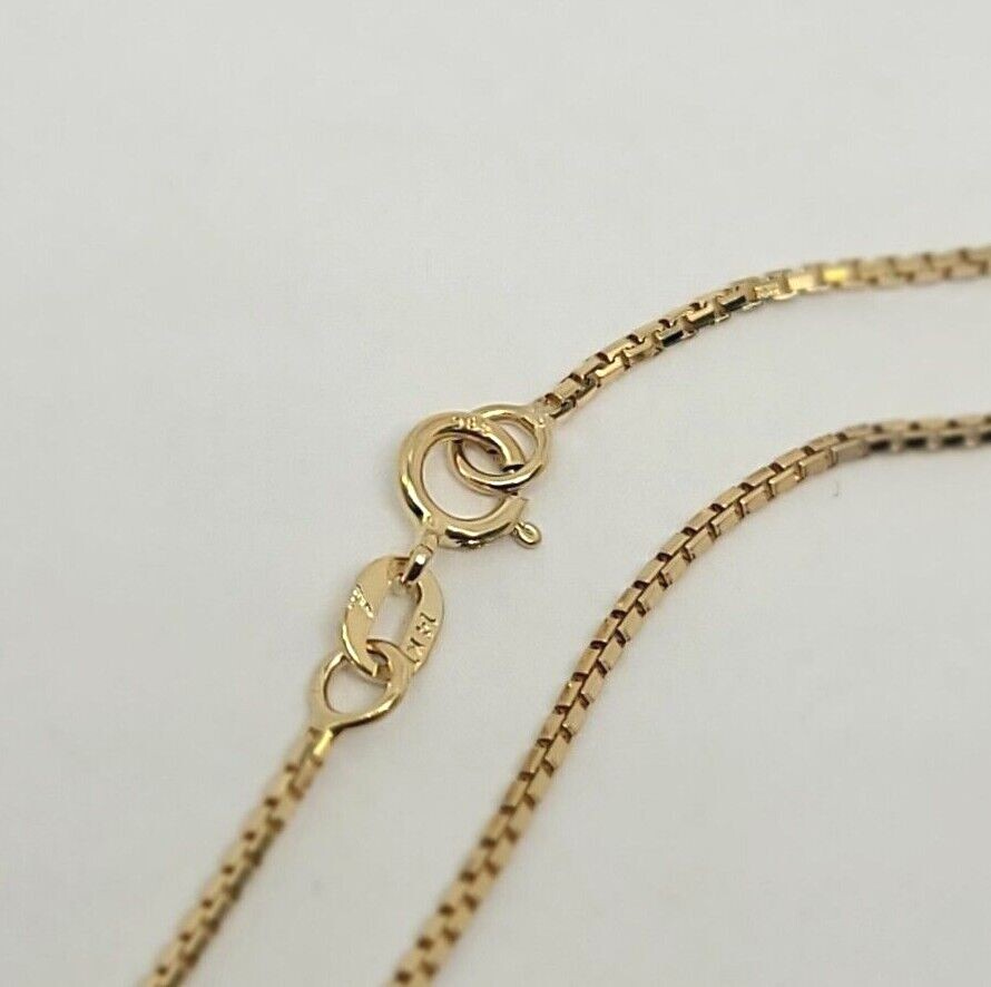 Authentic 14K Solid Yellow Gold Box Chain Necklace 0.55mm-0.9mm All Size 16″-24″