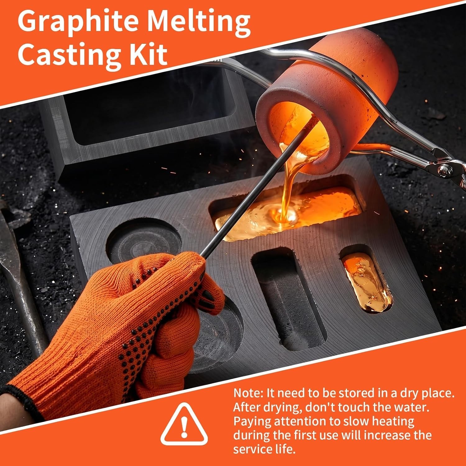 10-In-1 Metal Casting Kit for Beginners, Complete Graphite Crucible Set with Ing